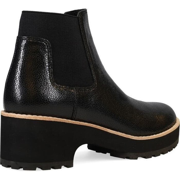 New Eileen Fisher Jessa Black Leather 9.5 M Women Chelsea Lugged Bootie Low Heel - Picture 4 of 8